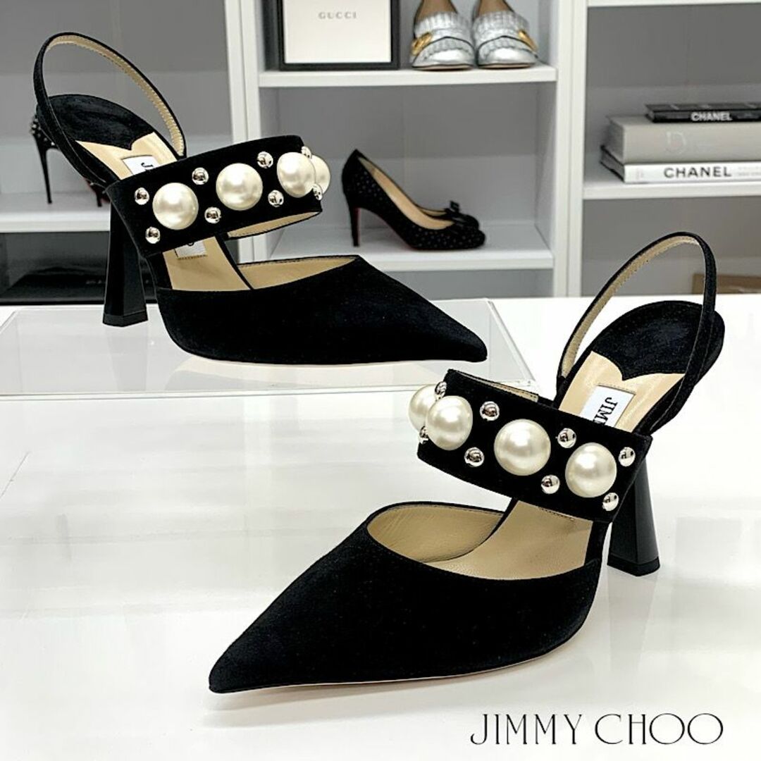 JIMMY CHOO - 6937 ジミーチュウ スエード パール スタッズ アンクル