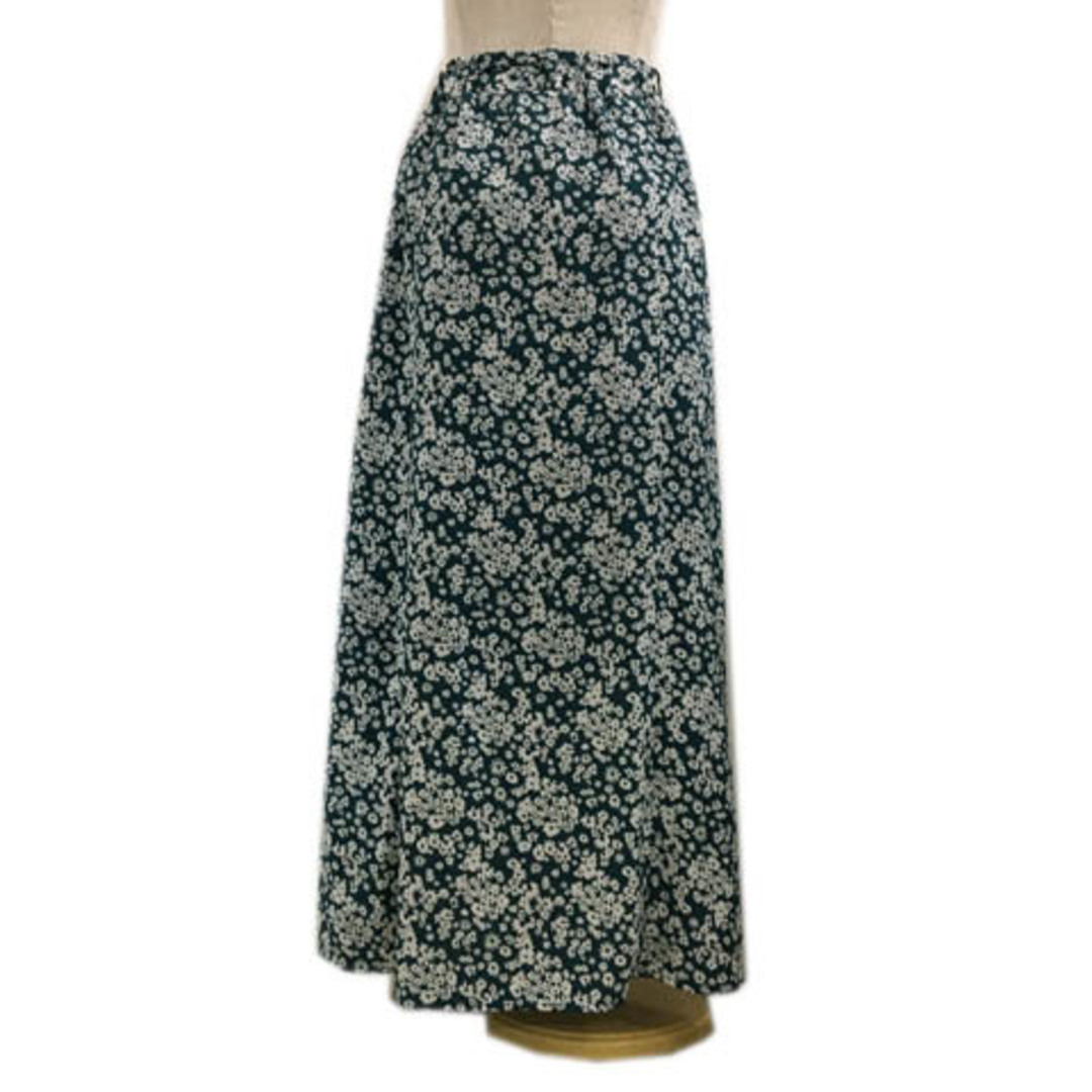 heather(ヘザー)のヘザー スカート フレア ロング ウエストゴム 花柄 総柄 F 緑 白 レディースのスカート(ロングスカート)の商品写真