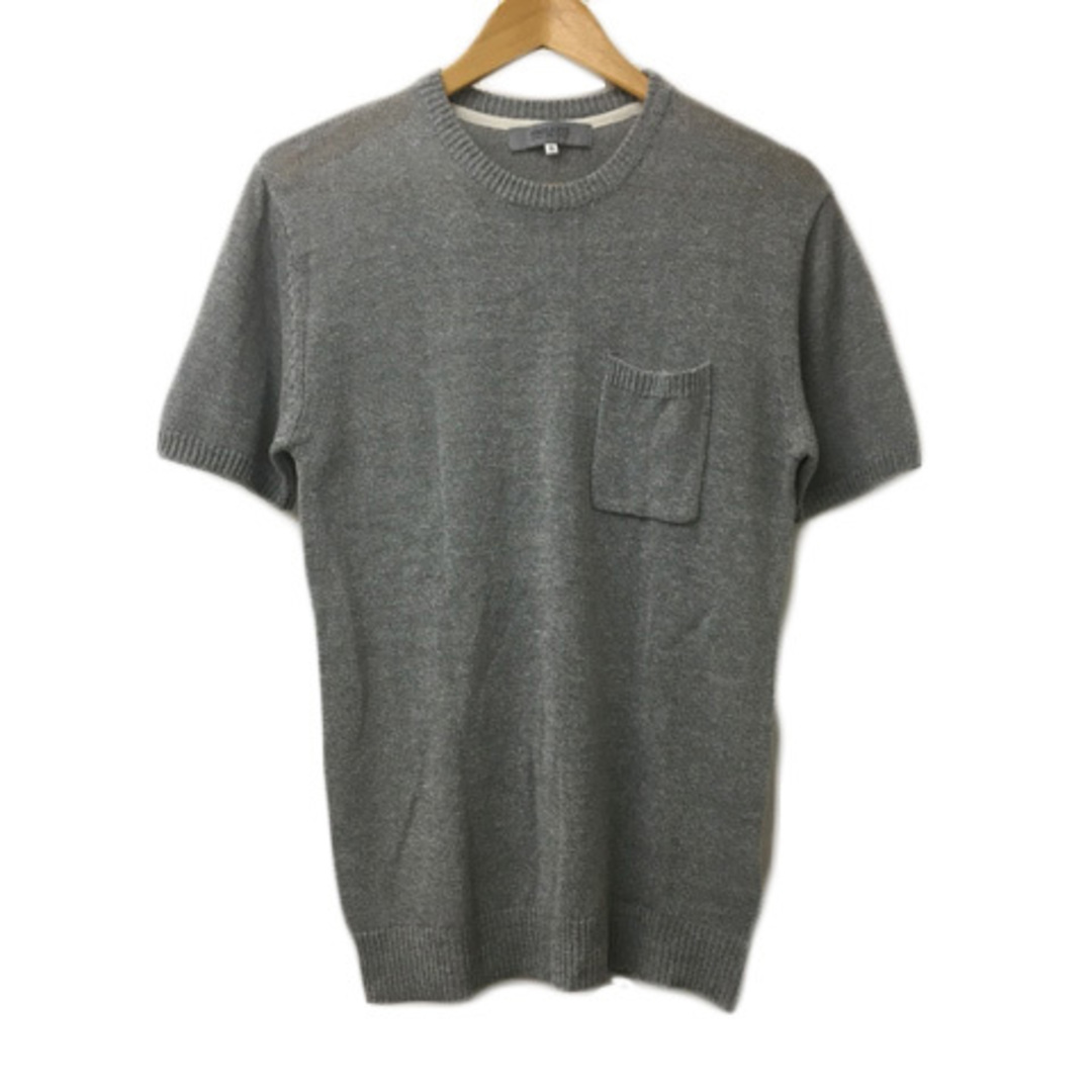Simplicite(シンプリシテェ)のシンプリシテェ plus セーター ニット 無地 リネン混 半袖 M グレー メンズのトップス(ニット/セーター)の商品写真