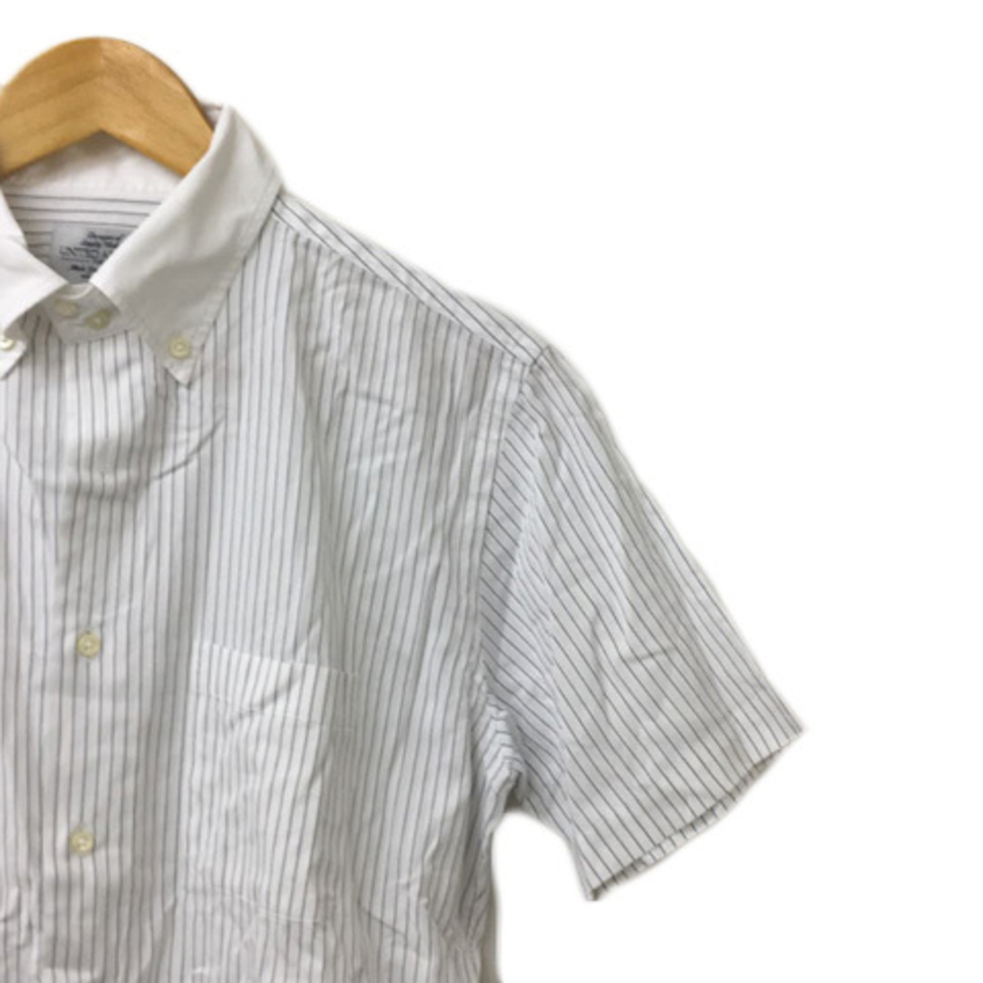 UNITED ARROWS(ユナイテッドアローズ)のユナイテッドアローズ ワイシャツ ボタンダウン ストライプ 半袖 L 白 黒 メンズのトップス(シャツ)の商品写真