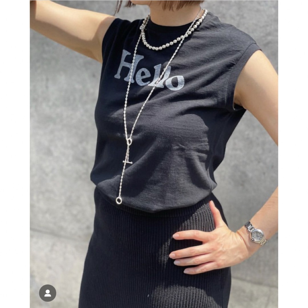新品タグ付き madisonblue hello ロゴノースリーブTシャツ 黒-