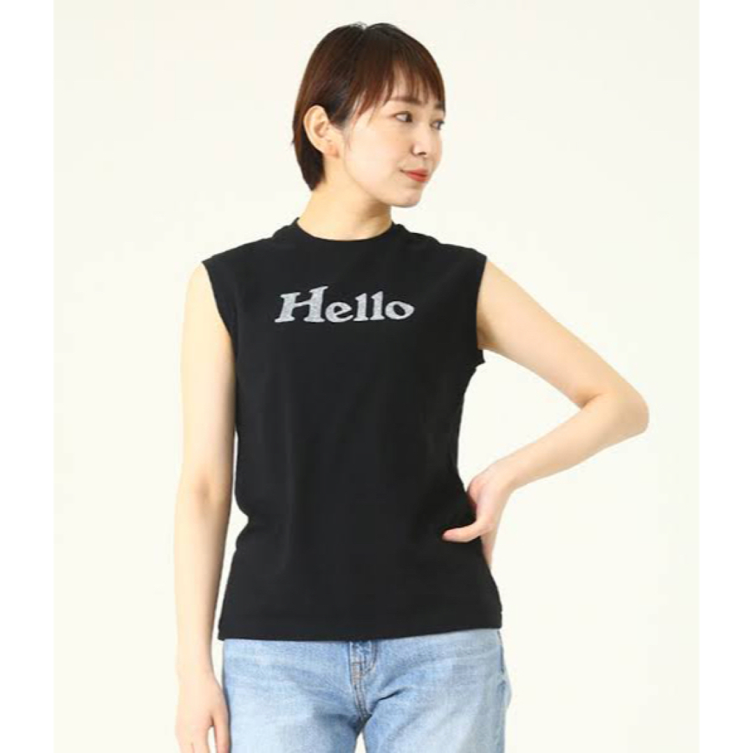新品タグ付き madisonblue hello ロゴノースリーブTシャツ 黒-