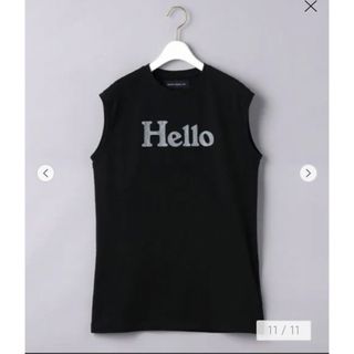 マディソンブルー(MADISONBLUE)の新品タグ付き　madisonblue hello ロゴノースリーブTシャツ　黒　(Tシャツ(半袖/袖なし))