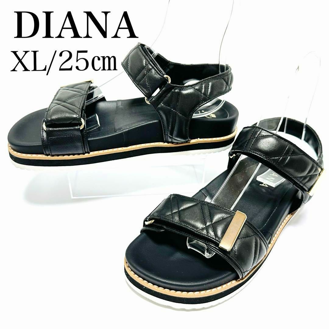 DIANA(ダイアナ)の美品✨ダイアナ XL/約25㎝ フットベッド スポーティサンダル ストラップ 黒 レディースの靴/シューズ(サンダル)の商品写真