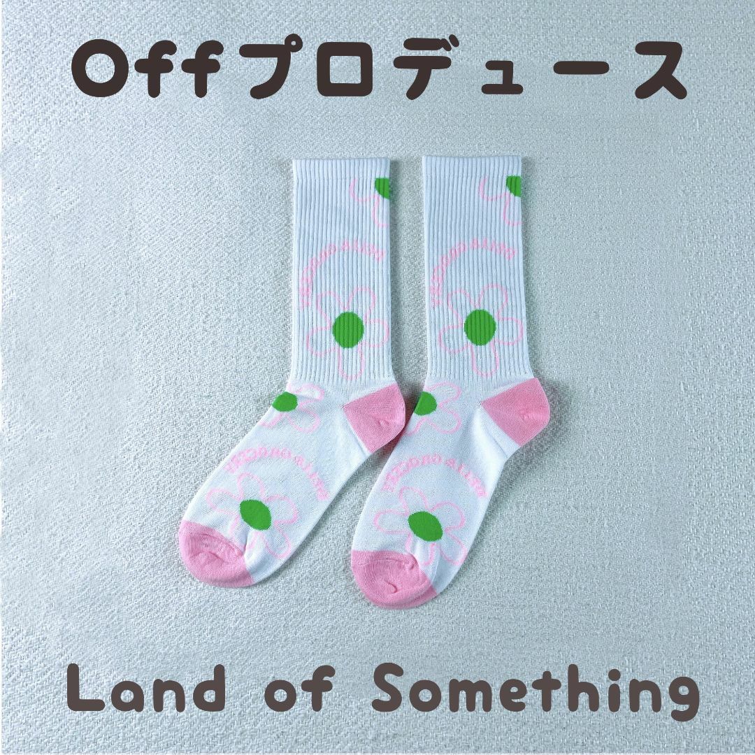 【新品未使用】Land of Something 靴下・白・ピンク（F）☆Off