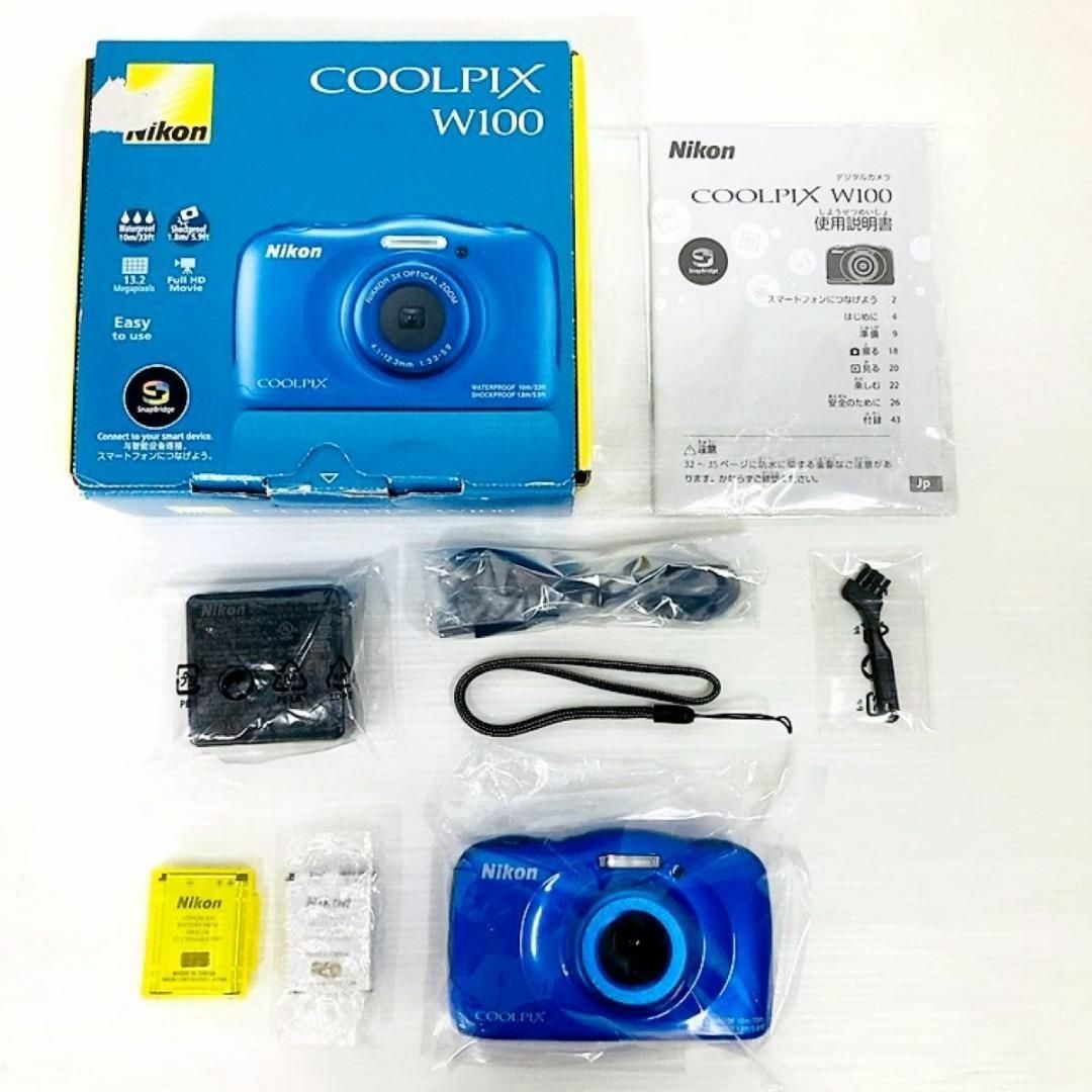 Wi-Fi対応 Nikon COOLPIX W100（ブルー）防水