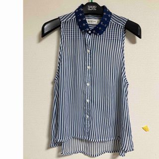 アバクロンビーアンドフィッチ(Abercrombie&Fitch)の【最終値下げ】ビジュ付きシースルーノースリーブブラウス(シャツ/ブラウス(半袖/袖なし))