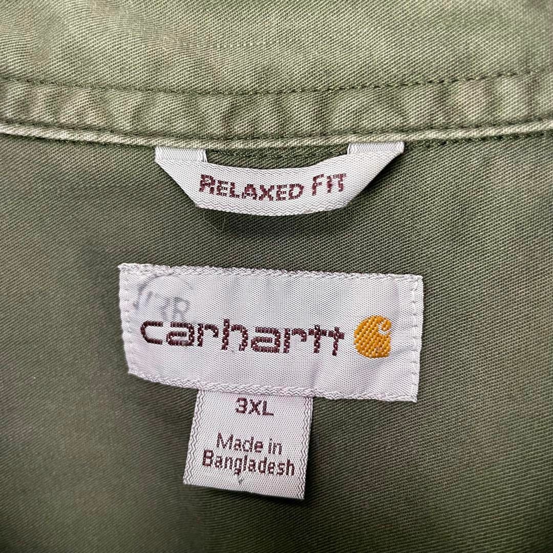 carhartt(カーハート)のCarhartt 超ビックサイズ シャツ 半袖 ボタンダウン 刺繍ロゴ US古着 メンズのトップス(シャツ)の商品写真