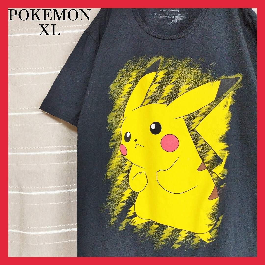 POKEMONポケモンゲームアニメキャラクターTシャツtシャツピカチュウXL黒