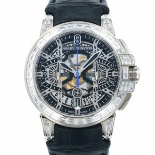 ハリー・ウィンストン HARRY WINSTON オーシャン クロノグラフ オートマティック OCEACH44WW001 ブラック/シルバー文字盤 中古 腕時計 メンズ(腕時計(アナログ))