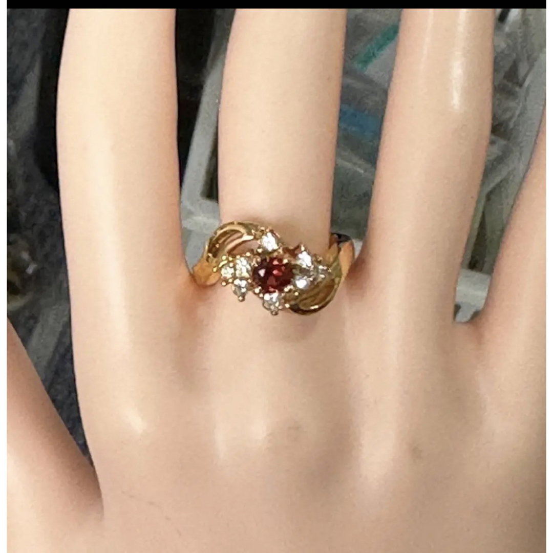 SAVAS - 美品 SAVAS ガーネット リング フラワー キュービック