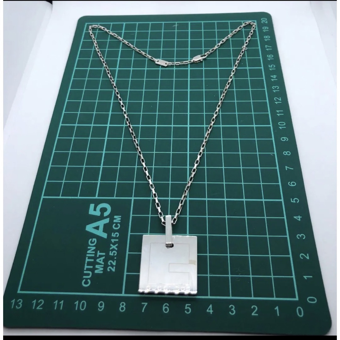 大振り GucciグッチプレートGペンダント ネックレス シルバー925 35g