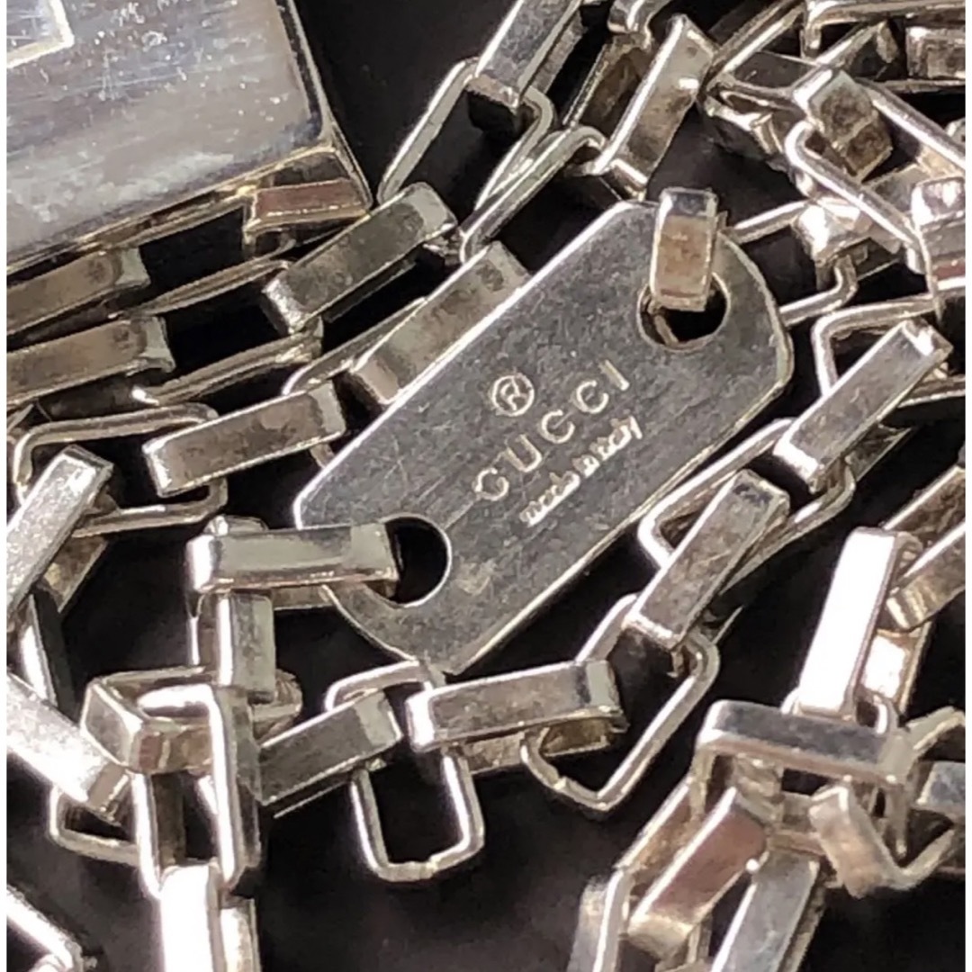 大振り GucciグッチプレートGペンダント ネックレス シルバー925 35g