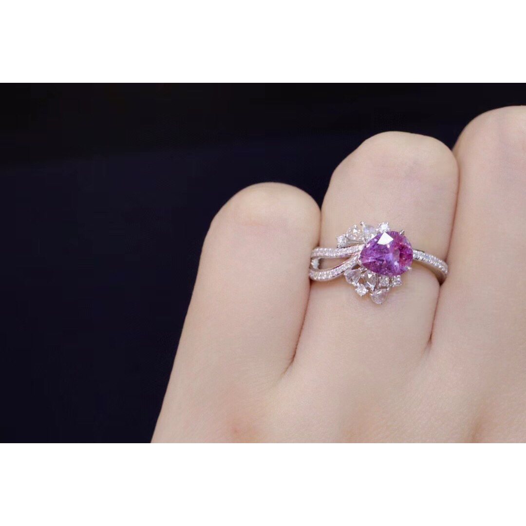 新作正規品】 天然 ピンク サファイア ダイヤモンド リング1.37ct k18