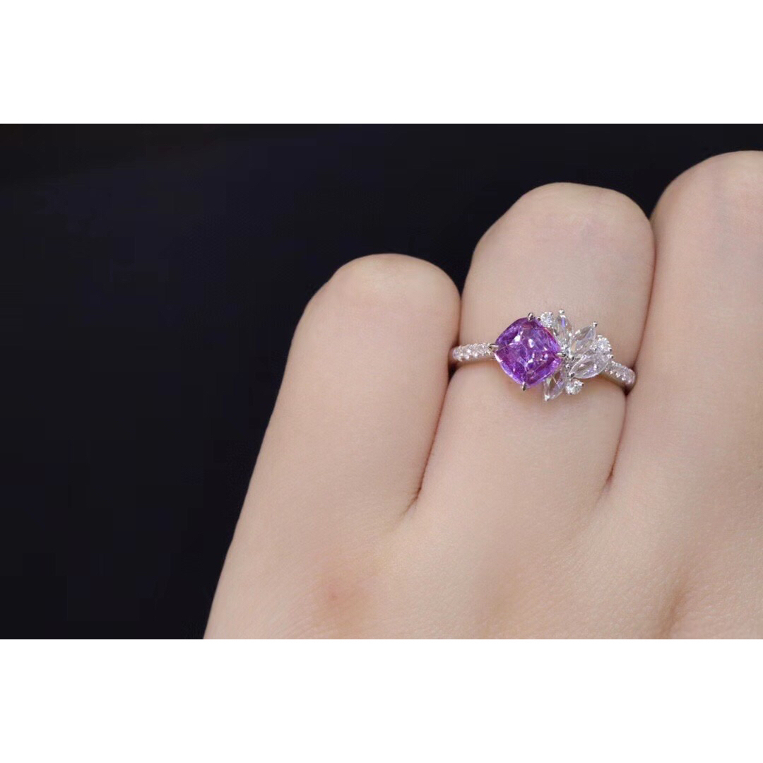 天然 パープル サファイア ダイヤ リング1.29ct k18 f
