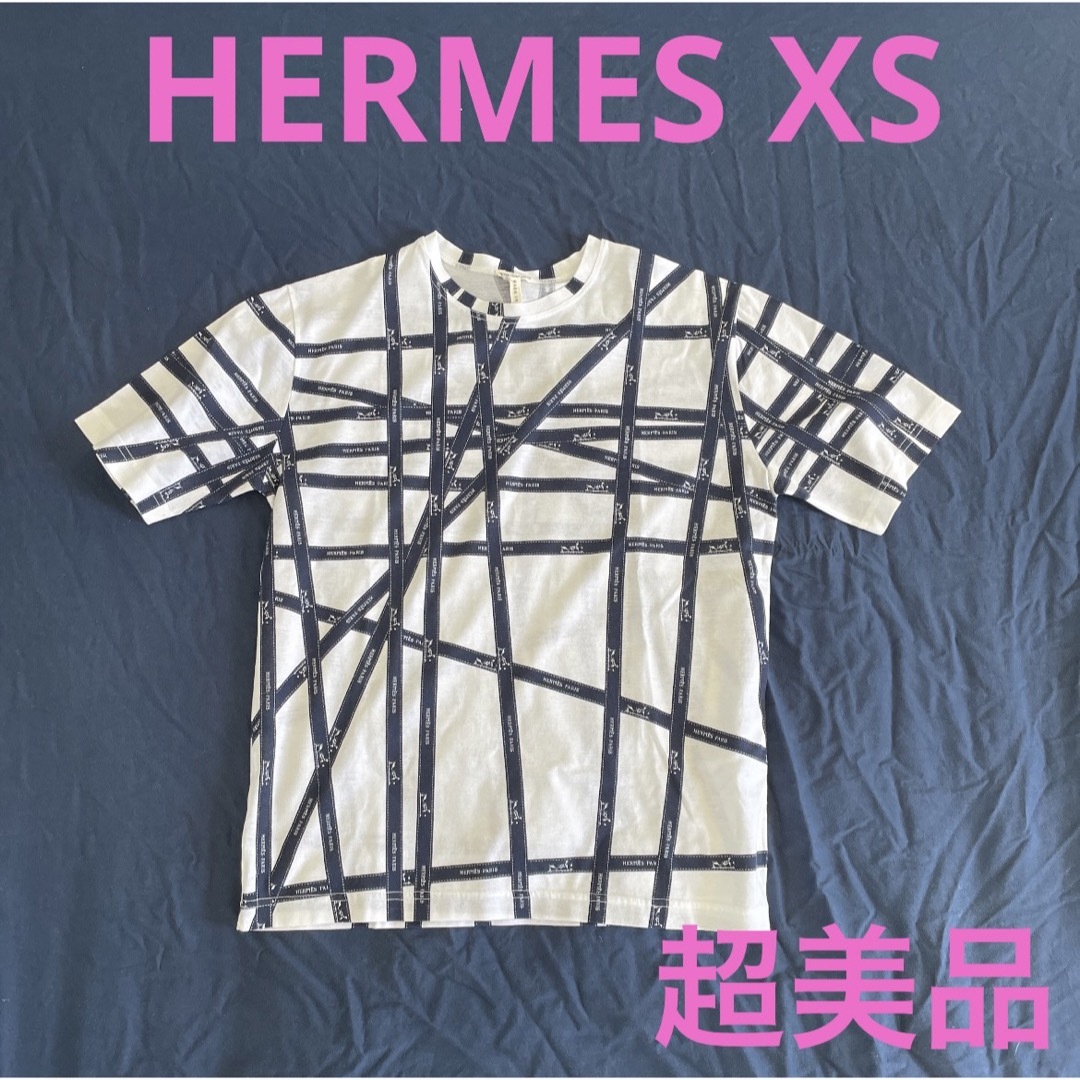 oldイタリー製  HERMES ボルデュックリボン グラフィックカットソー