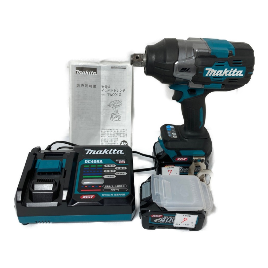 ＊＊MAKITA マキタ 40Vmax 充電式インパクトレンチ （バッテリ2個・充電器・ケース付） TW001GRDX ブルー