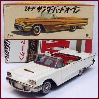 バンダイ(BANDAI)の萬代屋 赤箱702【フォード サンダーバード オープン白】ブリキ【箱はコピー)】(ミニカー)