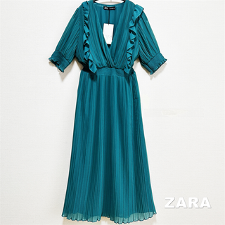 ザラ(ZARA)の【ZARA】ザラ 総プリーツ フリルカシュクール ワンピース タグ付未使用(ロングワンピース/マキシワンピース)