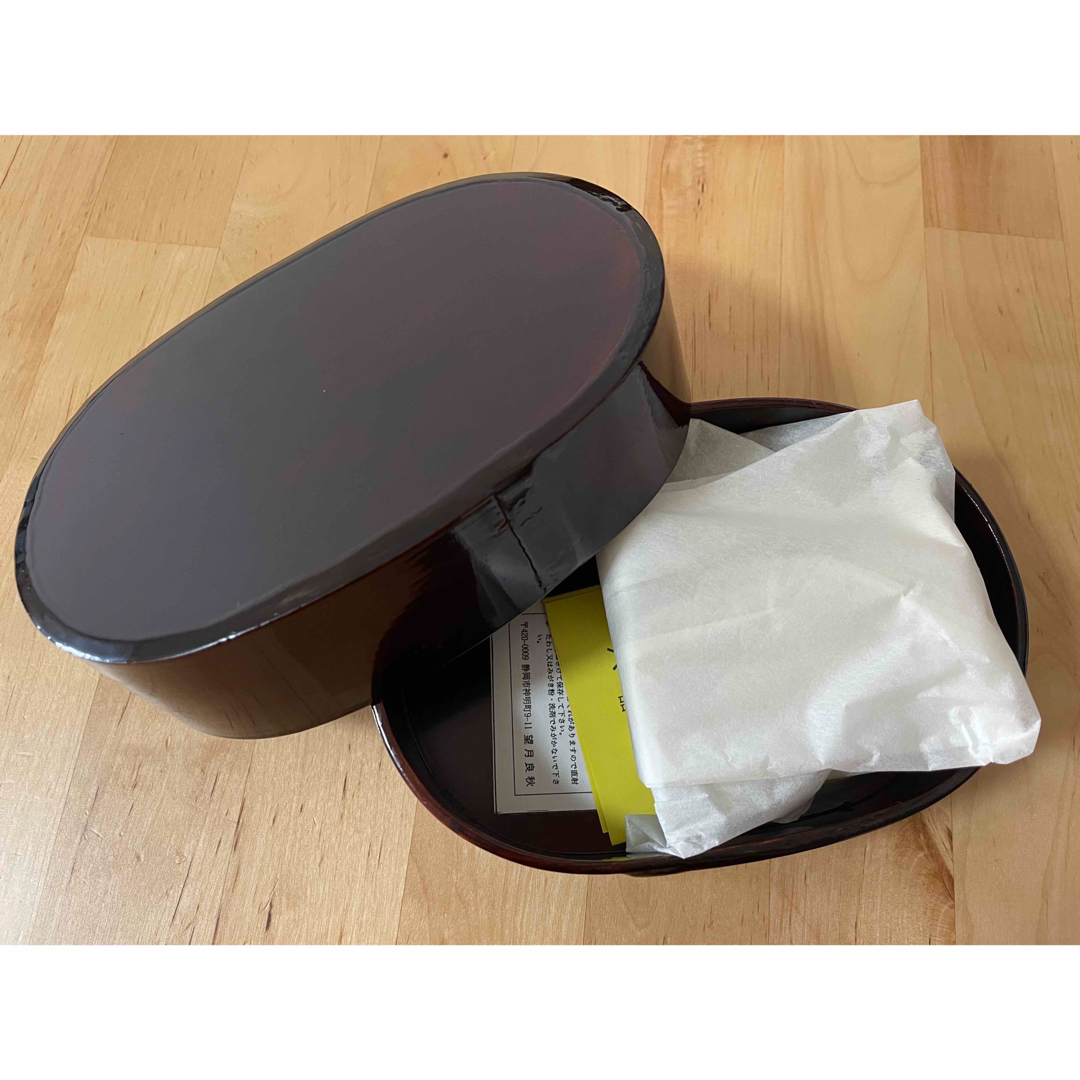 ◇未使用 井川メンパ 曲げわっぱ 弁当箱 漆器 木製 小判型 の ◇未使用 井川メンパ 曲げわっぱ 弁当箱 漆器 木製 小判型 の