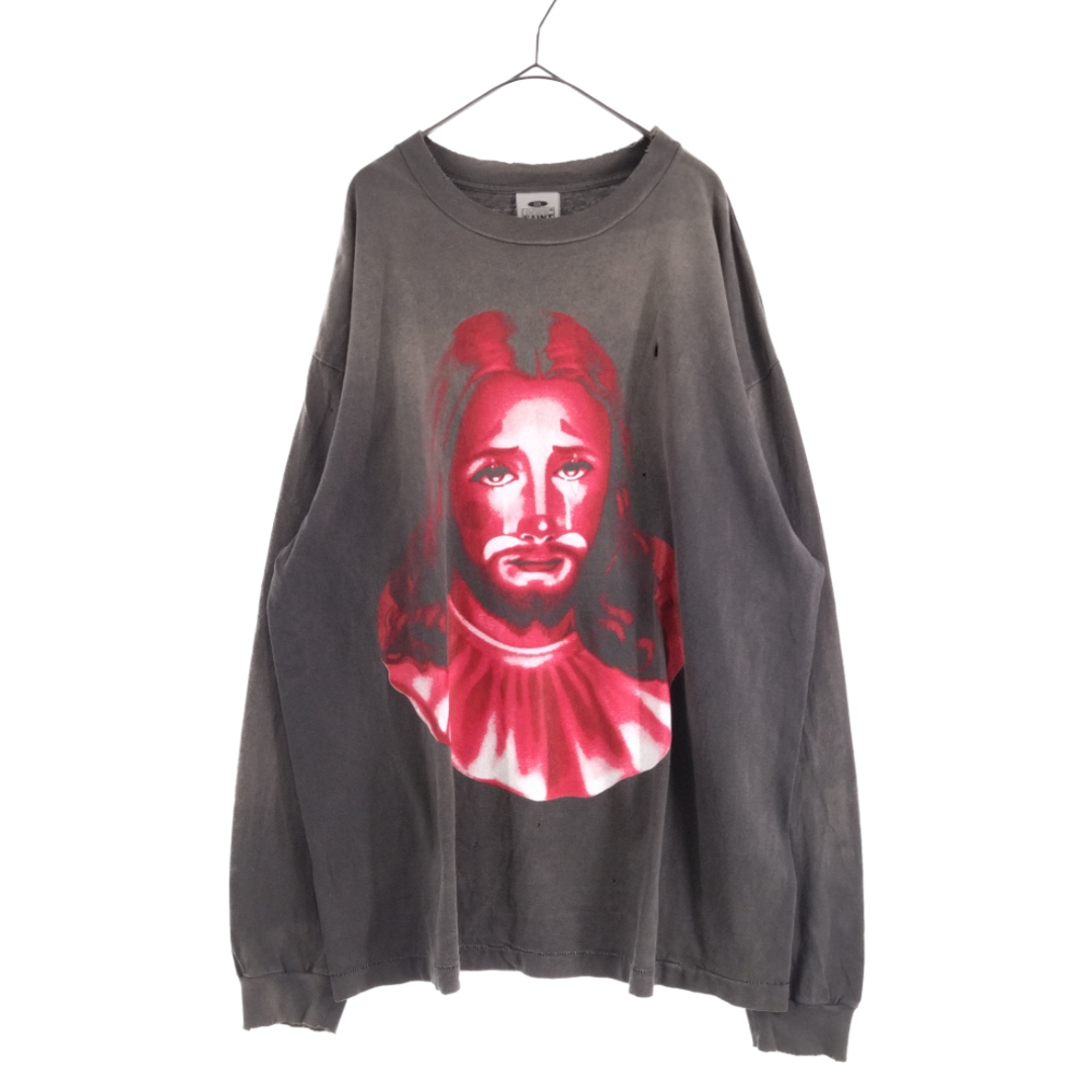 SAINT MICHAE セントマイケル 22AW CLOWN B&R LS TEE ボーンレイズドプリント 長袖シャツ カットソー SM-A22‐0000‐068 グレー