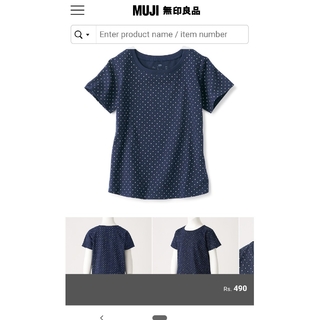 ムジルシリョウヒン(MUJI (無印良品))の[未開封新品]無印良品 水玉半袖Tシャツ120ネイビー(Tシャツ/カットソー)