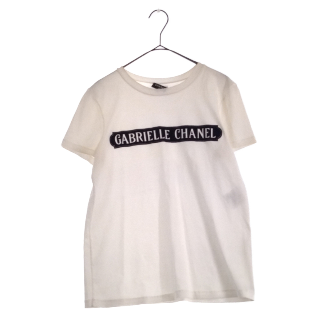 CHANEL シャネル 17AW ガブリエル フロッキープリント 半袖Tシャツ P57359K07506 ホワイト レディース54センチ身幅