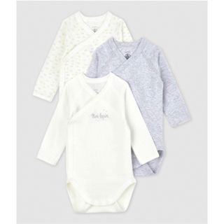 プチバトー(PETIT BATEAU)のプチバトー 未使用品含む3枚組 プリント長袖あわせボディ(肌着/下着)