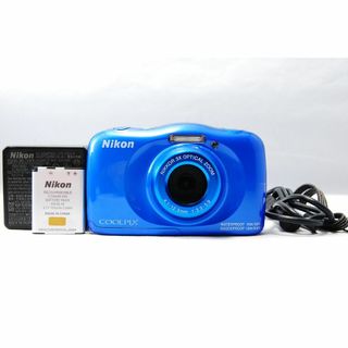 ニコン(Nikon)の■美品■Nikon COOLPIX W100 ブルー 防水カメラ(コンパクトデジタルカメラ)