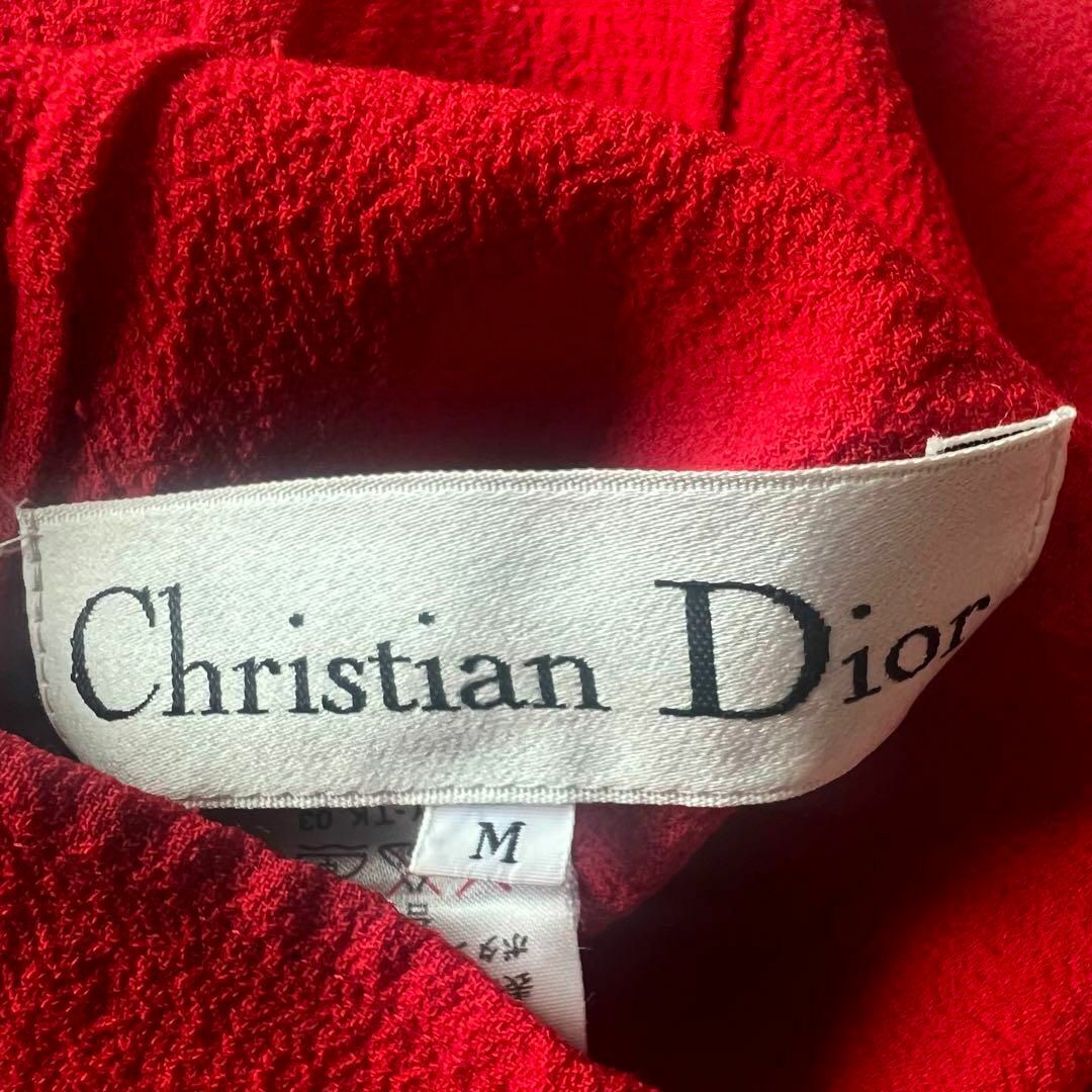 Christian Dior(クリスチャンディオール)の【良品】Christian Dior リネンライクジャケット レッド M レディースのジャケット/アウター(テーラードジャケット)の商品写真