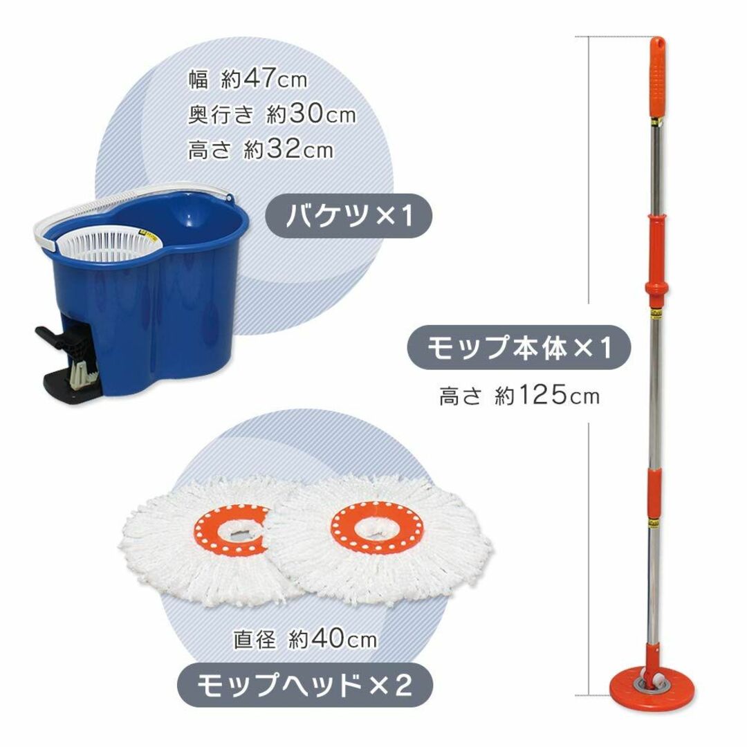 アイリスオーヤマ 回転モップ 手が汚れない 足踏みタイプ 楽々 洗浄 脱水 KM