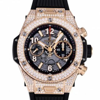 ウブロ HUBLOT ビッグバン ウニコ キングゴールド パヴェ 411.OX.1180.RX.1704 グレー文字盤 中古 腕時計 メンズ(腕時計(アナログ))