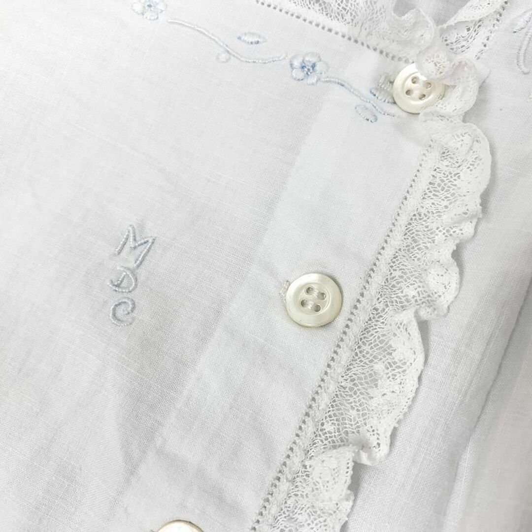アンティーク ヴィンテージ 花柄 手刺繍 レース スクエアネック 長袖