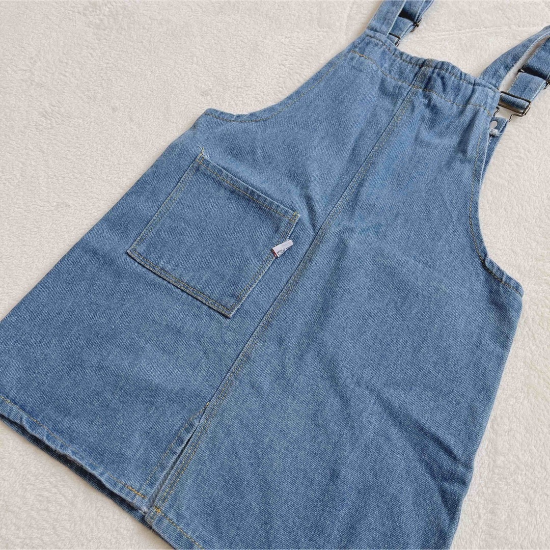 約110 デニムワンピース キッズ/ベビー/マタニティのキッズ服女の子用(90cm~)(ワンピース)の商品写真