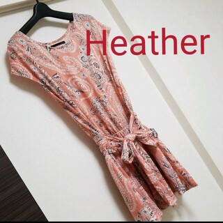 ヘザー(heather)の【Heather】チュニックワンピース　ピンク(ミニワンピース)