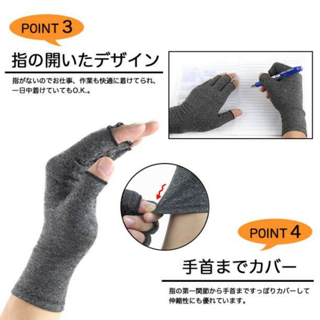 サポーター グローブ Mサイズ 指なし 着圧 作業用 手袋 関節炎 サポート