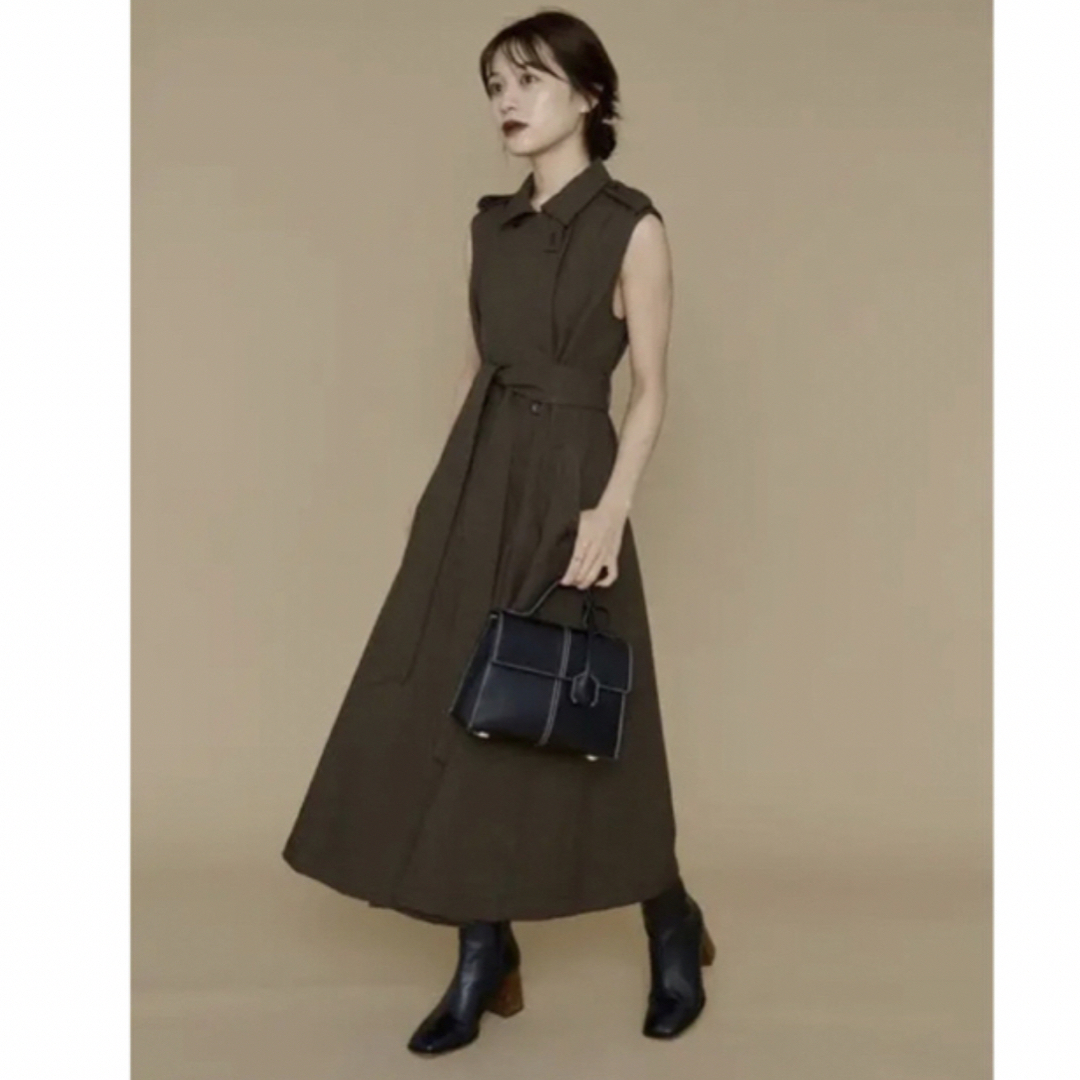 790cm共布ベルトL'or   sleeveless coat dress