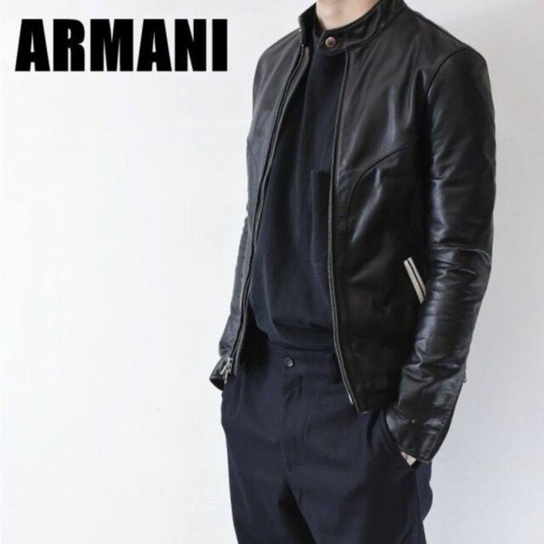 ARMANI EXCHANGE(アルマーニエクスチェンジ)のMN BJ0019 タグ付き 美品 AX ARMANI アルマーニエスクチェンジ メンズのジャケット/アウター(ライダースジャケット)の商品写真
