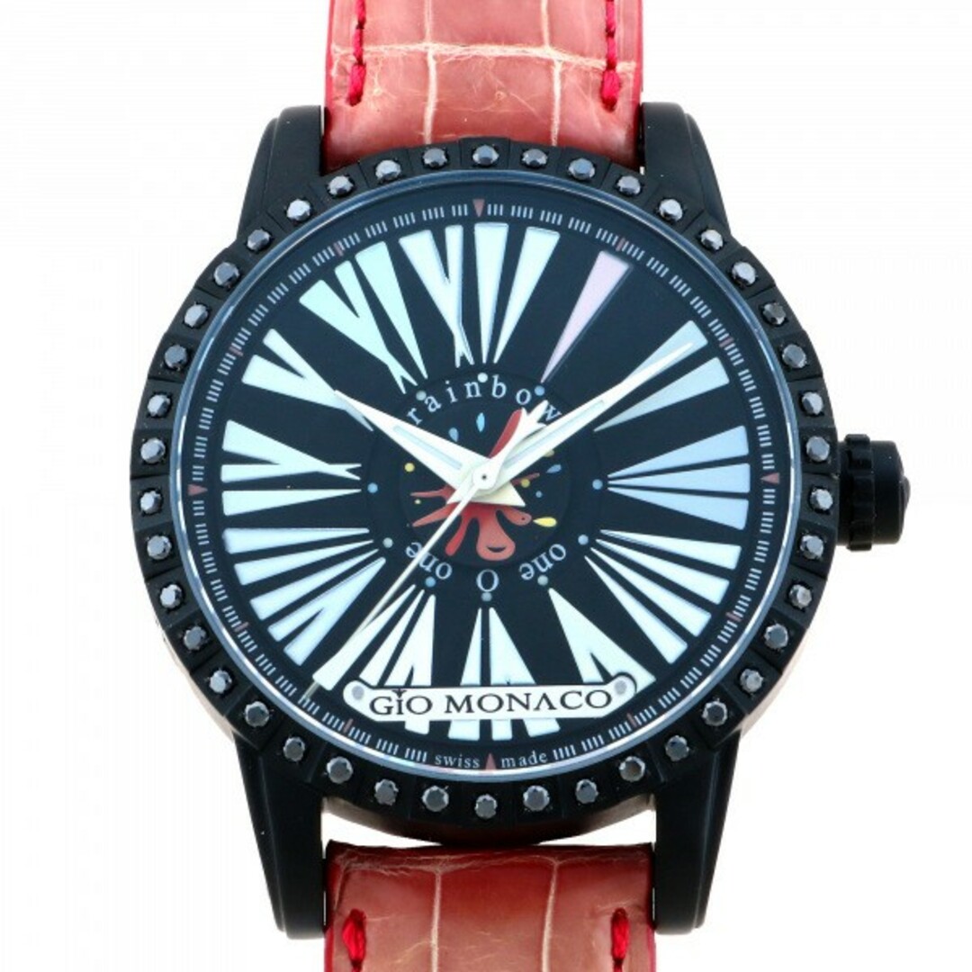 腕時計(アナログ)ジオ・モナコ GIO MONACO レインボー 924A ブラック文字盤 新古品 腕時計 メンズ