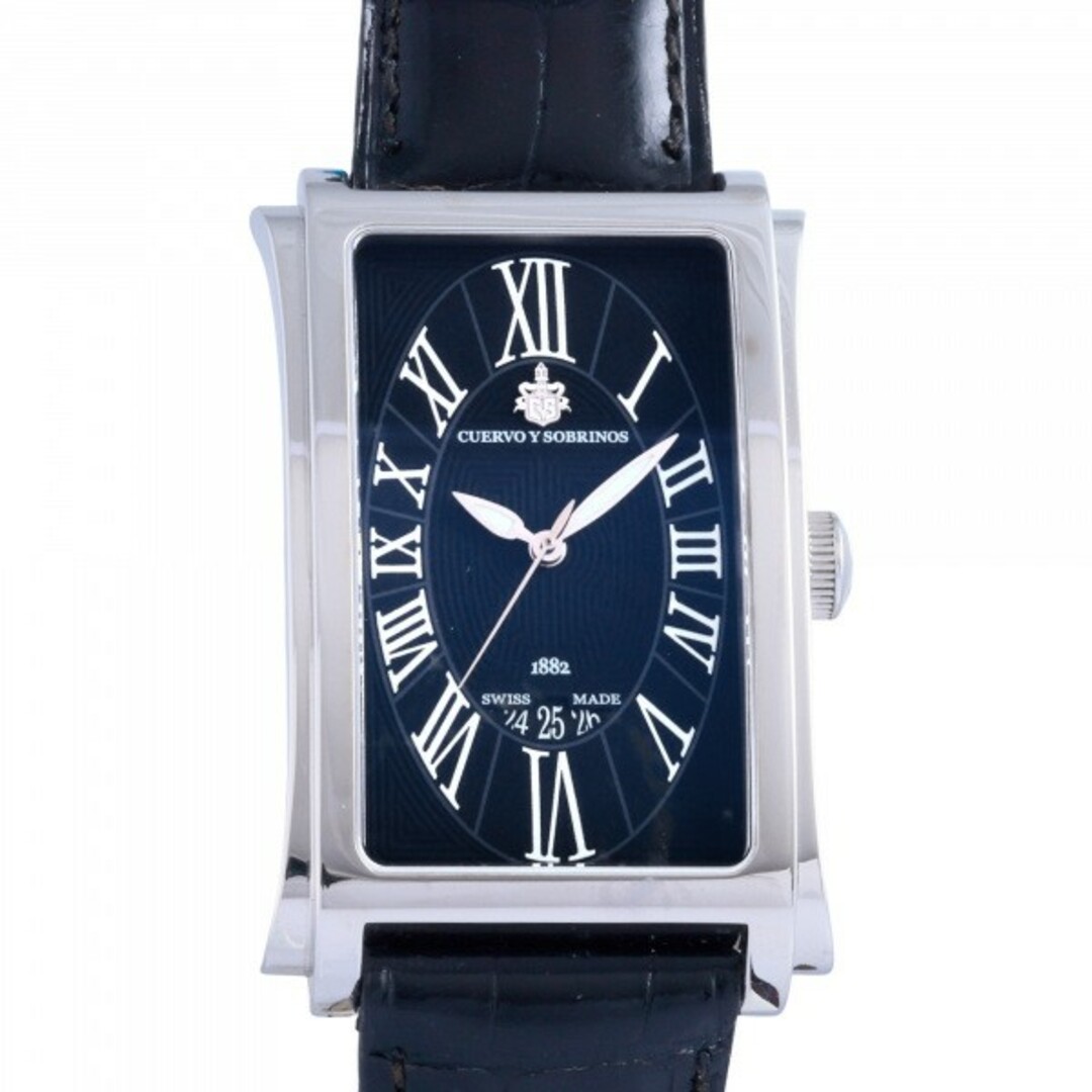 腕時計(アナログ)クエルボ・イ・ソブリノス CUERVO Y SOBRINOS プロミネンテ 1012-1NO ブラック文字盤 新古品 腕時計 メンズ
