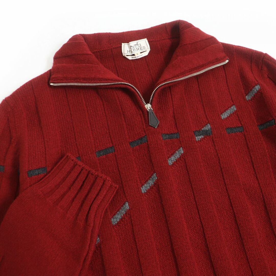 Hermes - 美品□HERMES/エルメス ストライプ カシミヤ100% 長袖