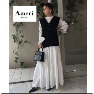 アメリヴィンテージ(Ameri VINTAGE)の① AMERI    COLLAR KNIT VEST WITH DRESS(ロングワンピース/マキシワンピース)