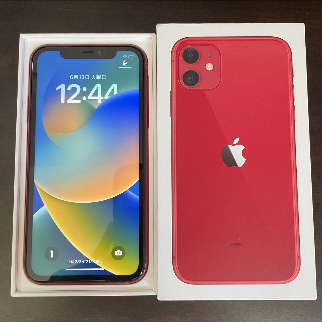 iPhone(アイフォーン)のApple iPhone11 64GB レッド SIMフリー スマホ/家電/カメラのスマートフォン/携帯電話(スマートフォン本体)の商品写真