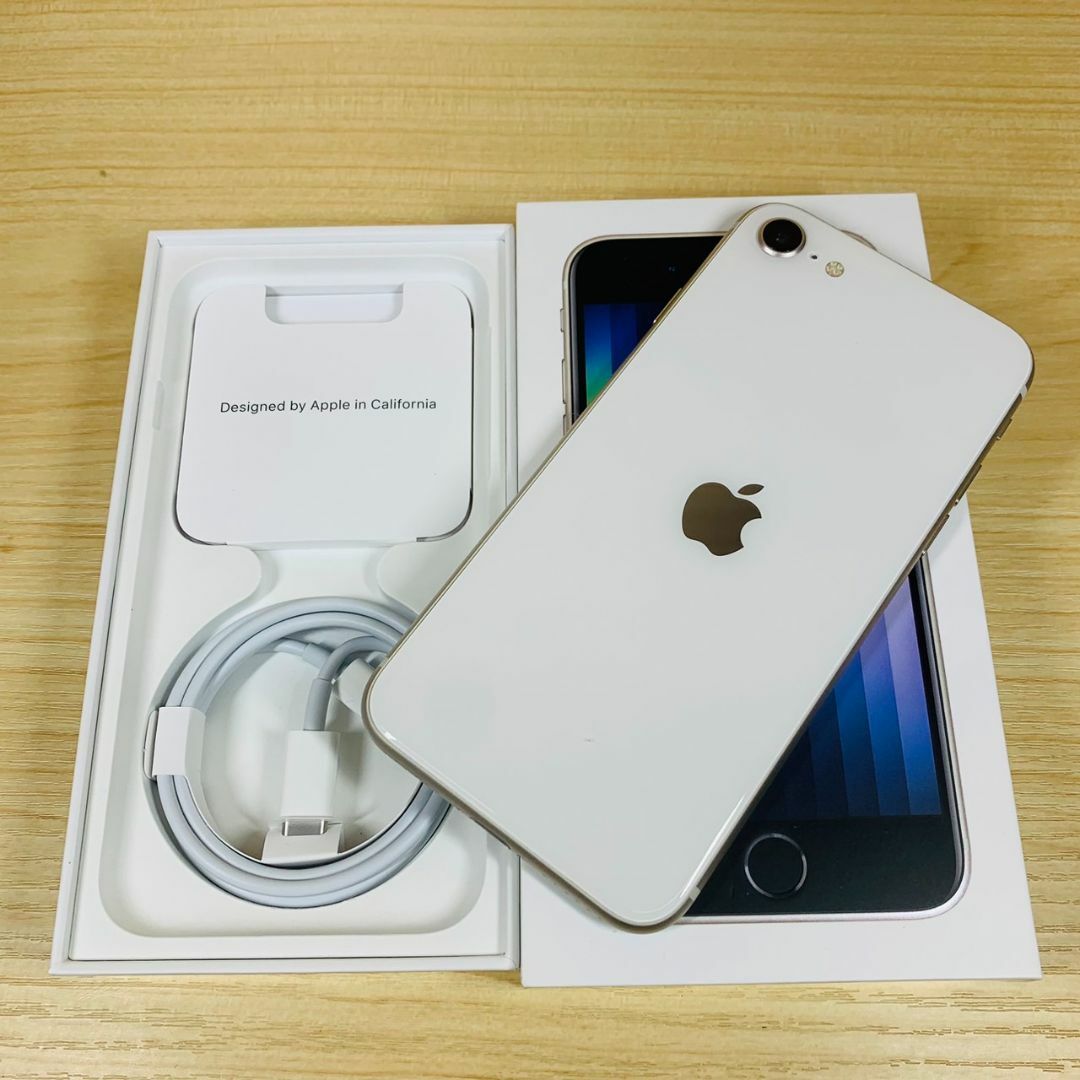 超美品 ﾊﾞｯﾃﾘｰ100% iPhonSE 第3世代 64GB P117スマートフォン/携帯電話