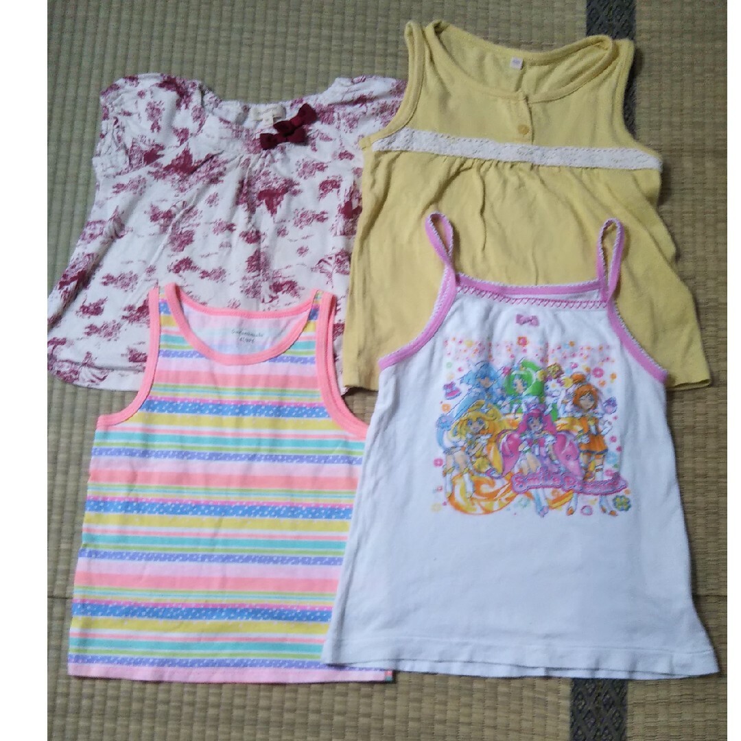 女児タンクトップ 90-100センチ前後 4枚セット キッズ/ベビー/マタニティのキッズ服女の子用(90cm~)(Tシャツ/カットソー)の商品写真