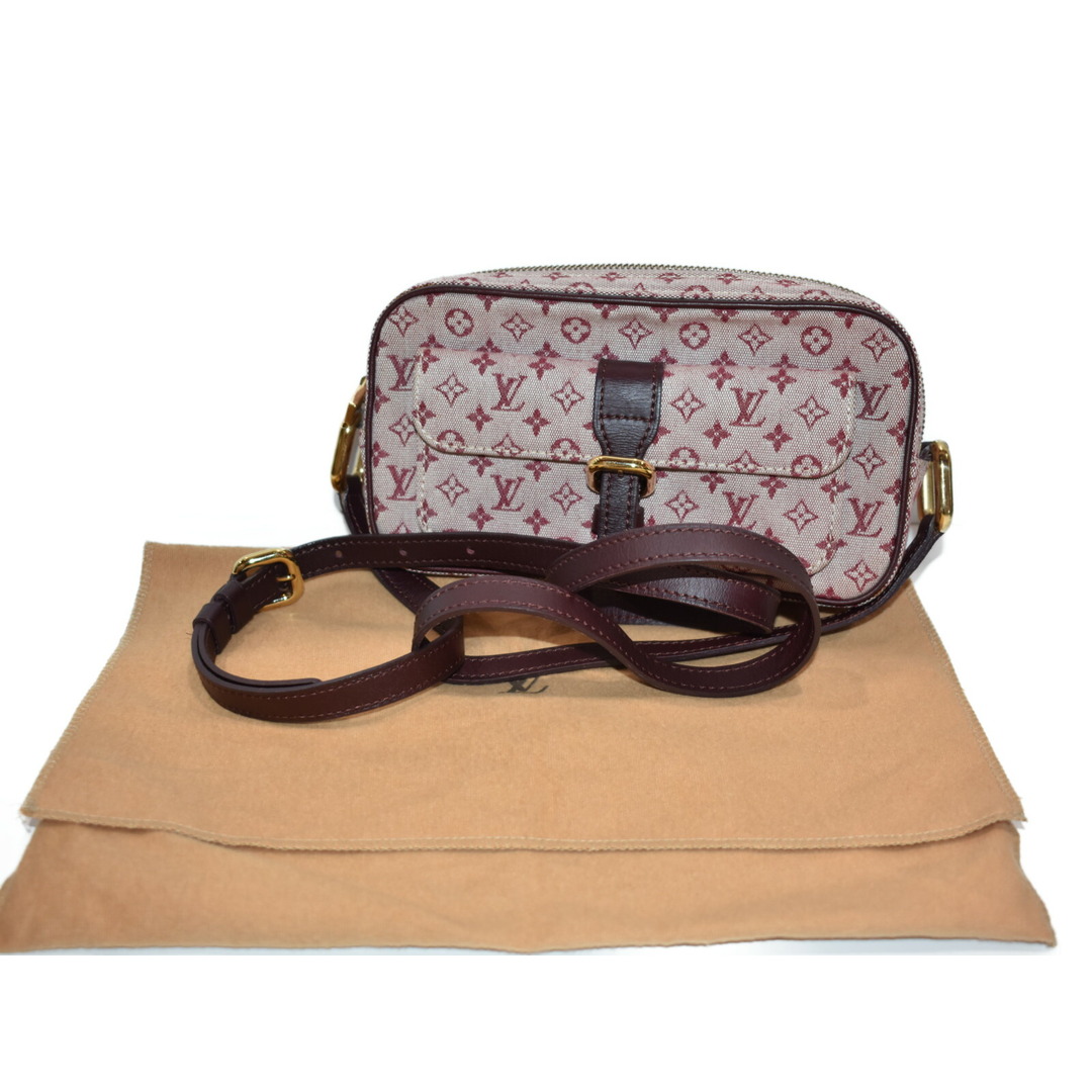 【おしゃれ★中古品】 LOUIS VUITTON, ジュリエット M92219 モノグラムミニ/ワインレッド系 キャンバス ショルダーバッグ　 斜め掛けバッグ　小さいバッグ　レディース　人気　おしゃれ　カジュアル 【中古】松山久万ノ台店