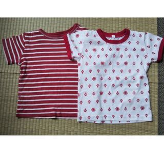 半袖Tシャツ3枚と半ズボン1枚の赤セット　90センチ(Tシャツ/カットソー)