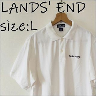 ランズエンド(LANDS’END)のLANDS'END ランズエンド ポロシャツ アメカジ 紺タグ ホワイト L(ポロシャツ)