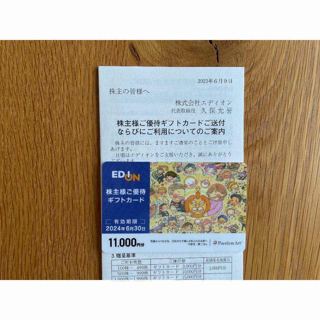 即日発送 匿名配送 エディオン EDION 株主優待 11,000円分