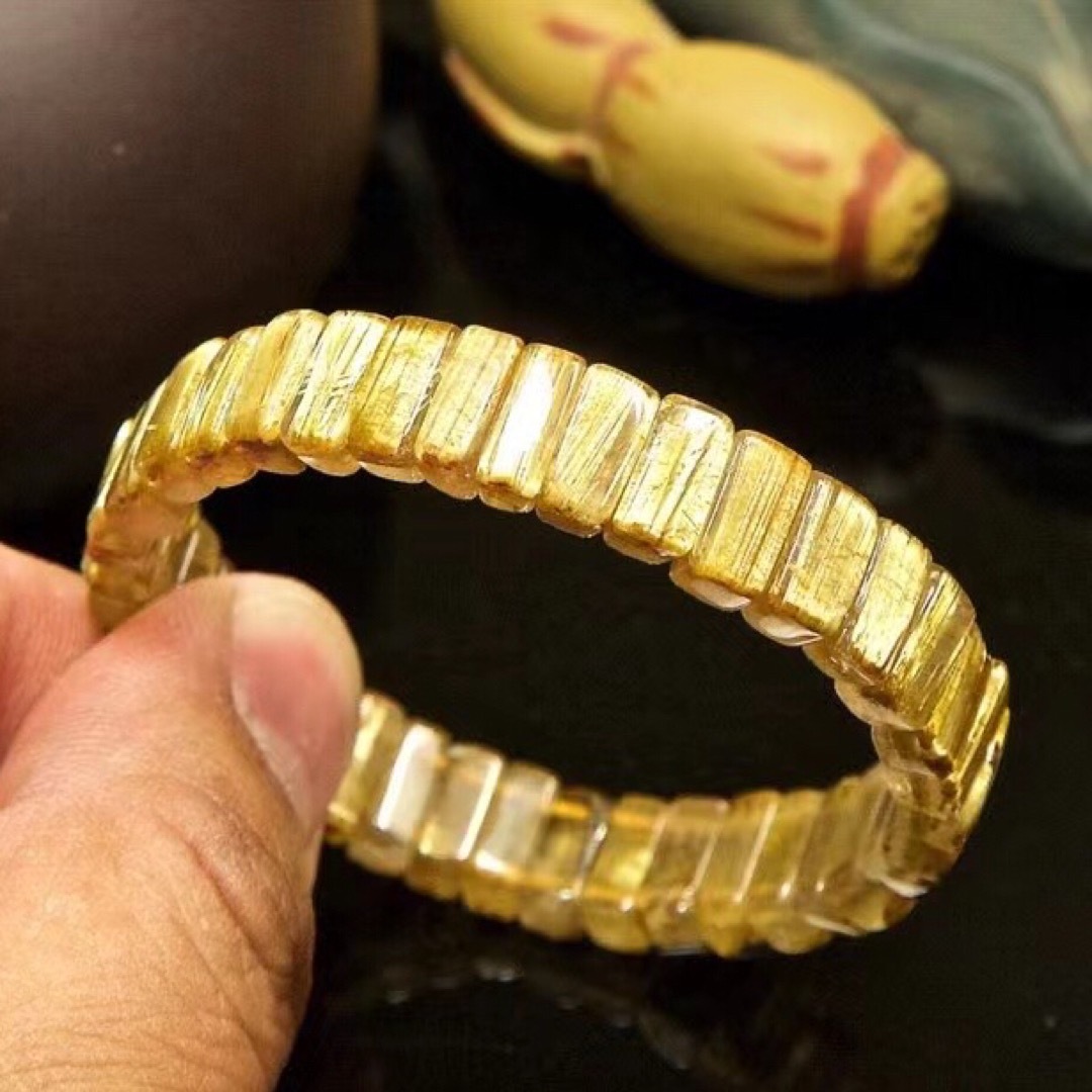 業販 【天然】ゴールドタイチンルチル クォーツ ブレスレット バングル